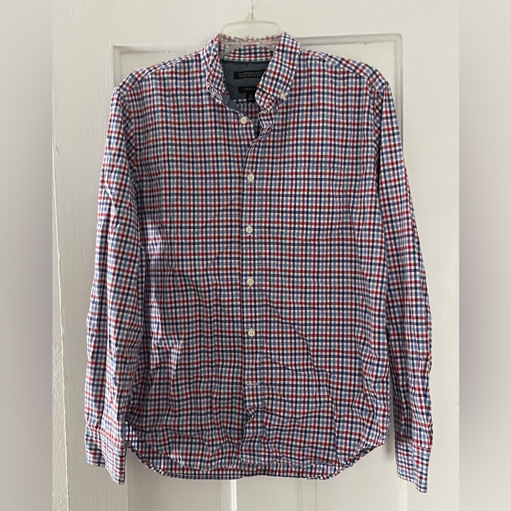 Banana Republic Red and Blue Plaid Men's Shirt